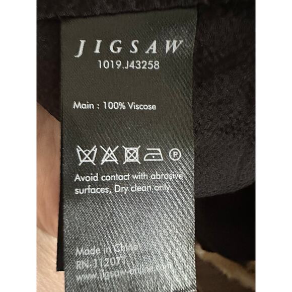 JIGSAW London Black Crinkle V-Neck Dress Dark Fairy Witchy Grunge - Sz 6 - Picture 6 of 6